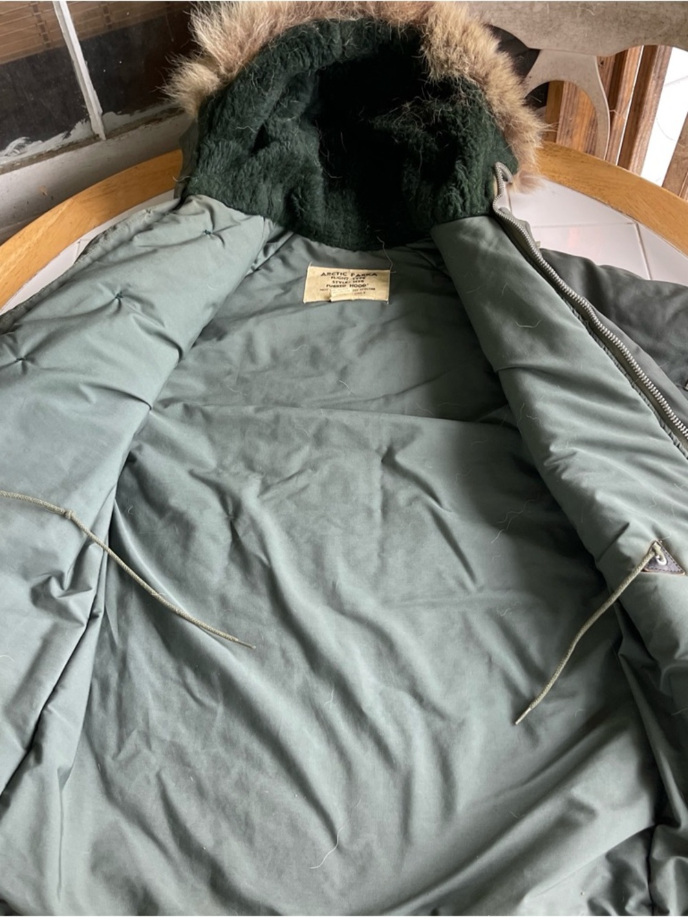 Vintage 70s Arctic Parka Flight Jacket N 3B Fur Lined Hood Military Issued M/L - Picture 9 of 16